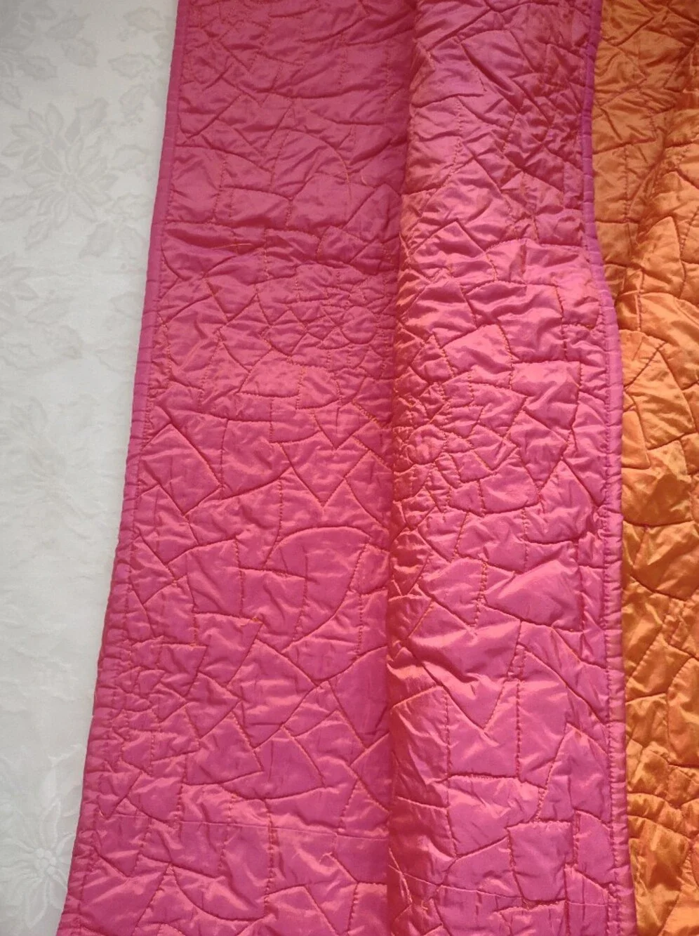 Reversible Quilt bedding Orange Pink Bedspread